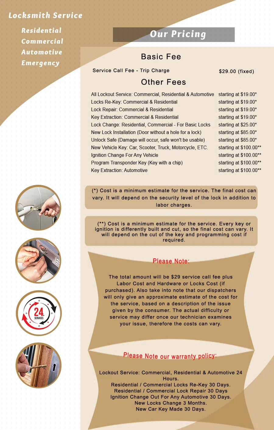 Dayton Advantage Locksmith, Dayton, OH 937-675-4014 - price-list